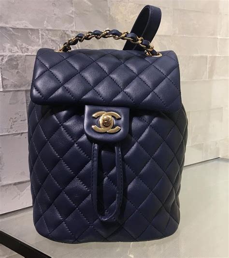 navy blue chanel backpack|Chanel shopping bag navy.